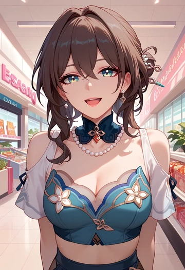 star rail,ruan mei,crop top,athletic shorts  - AI generated anime art